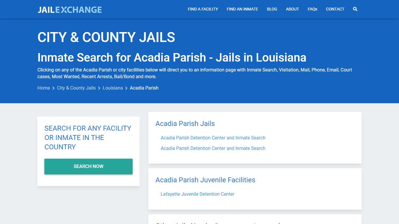 Inmate Search for Acadia Parish | Jails in Louisiana - Jail Exchange